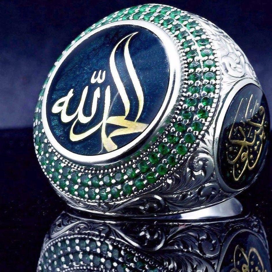 خاتم عربي مع حجر ماسي وحجر حظ