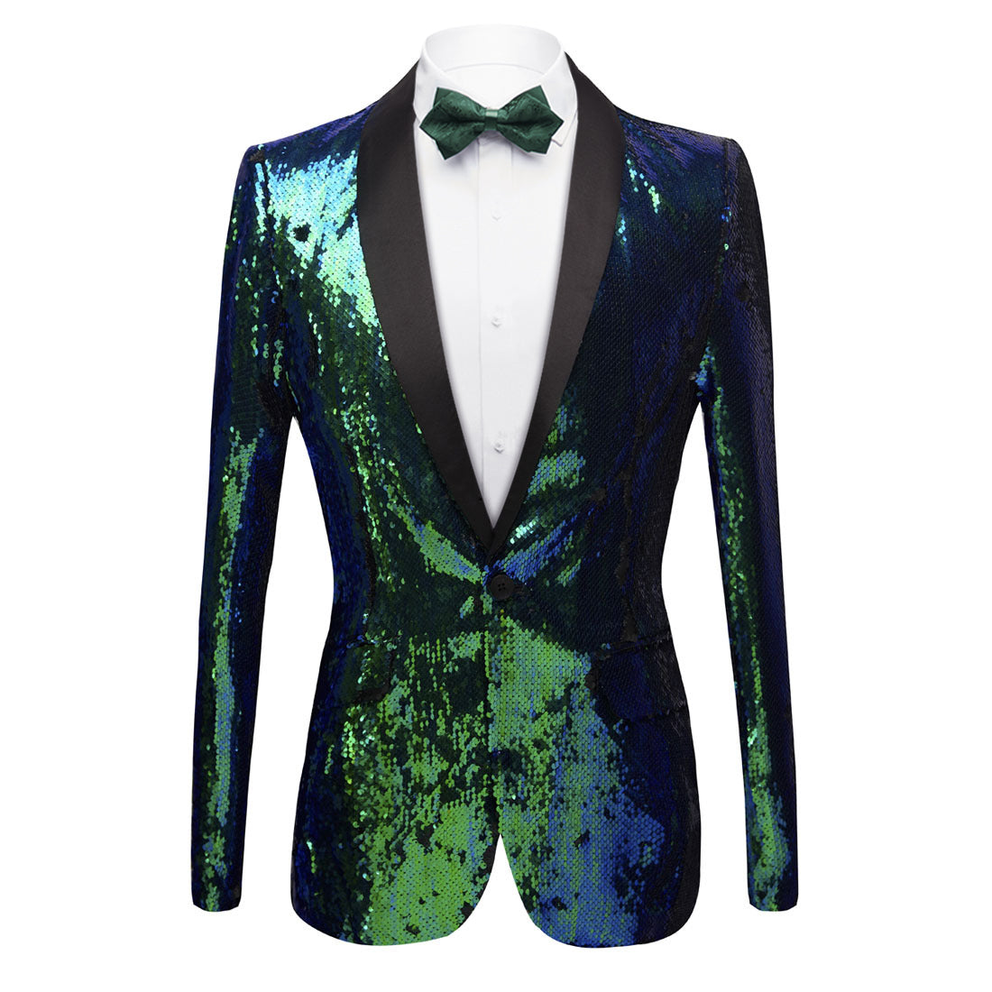 green sequin tuxedo