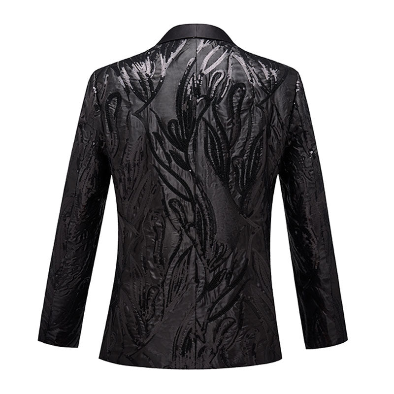 Sequin Embroidery Black Tuxedo back