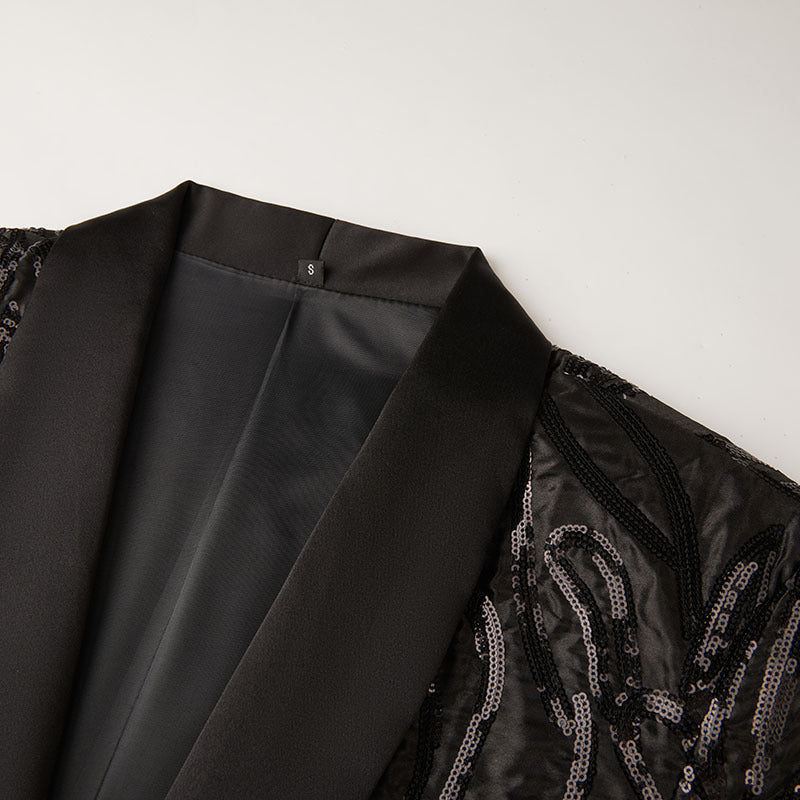 Sequin Embroidery Black Tuxedo details - 2