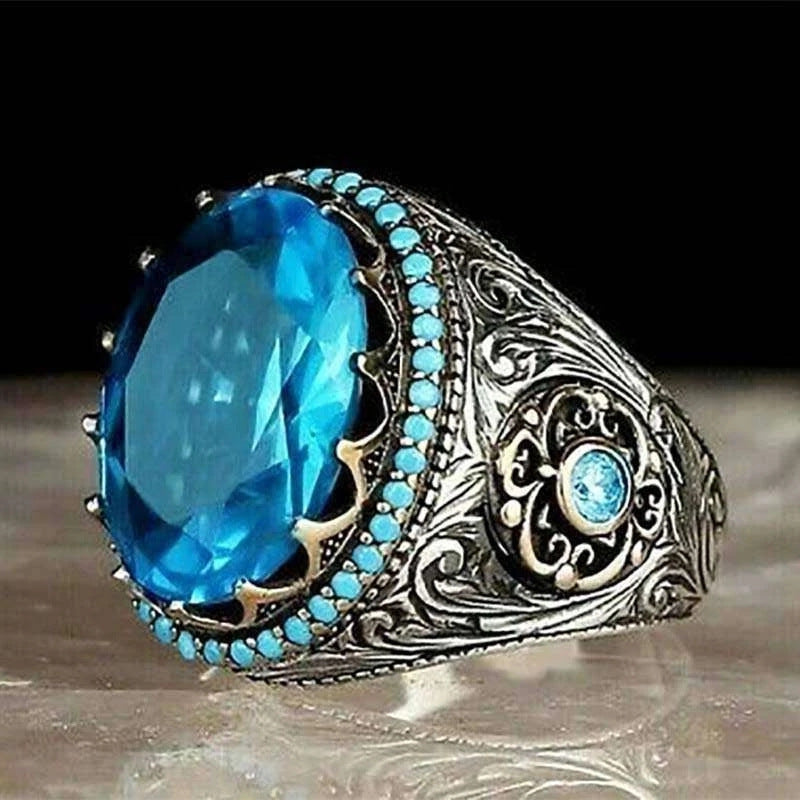خاتم رجالي فاخر بحجر اليشم المزخرف – تصميم أنيق ومميز