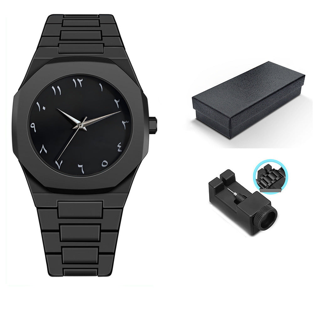 ساعة أوبسيديان إكليبس بأرقام عربية – فخامة سوداء بتصميم ستيلث قابلة للتعديل