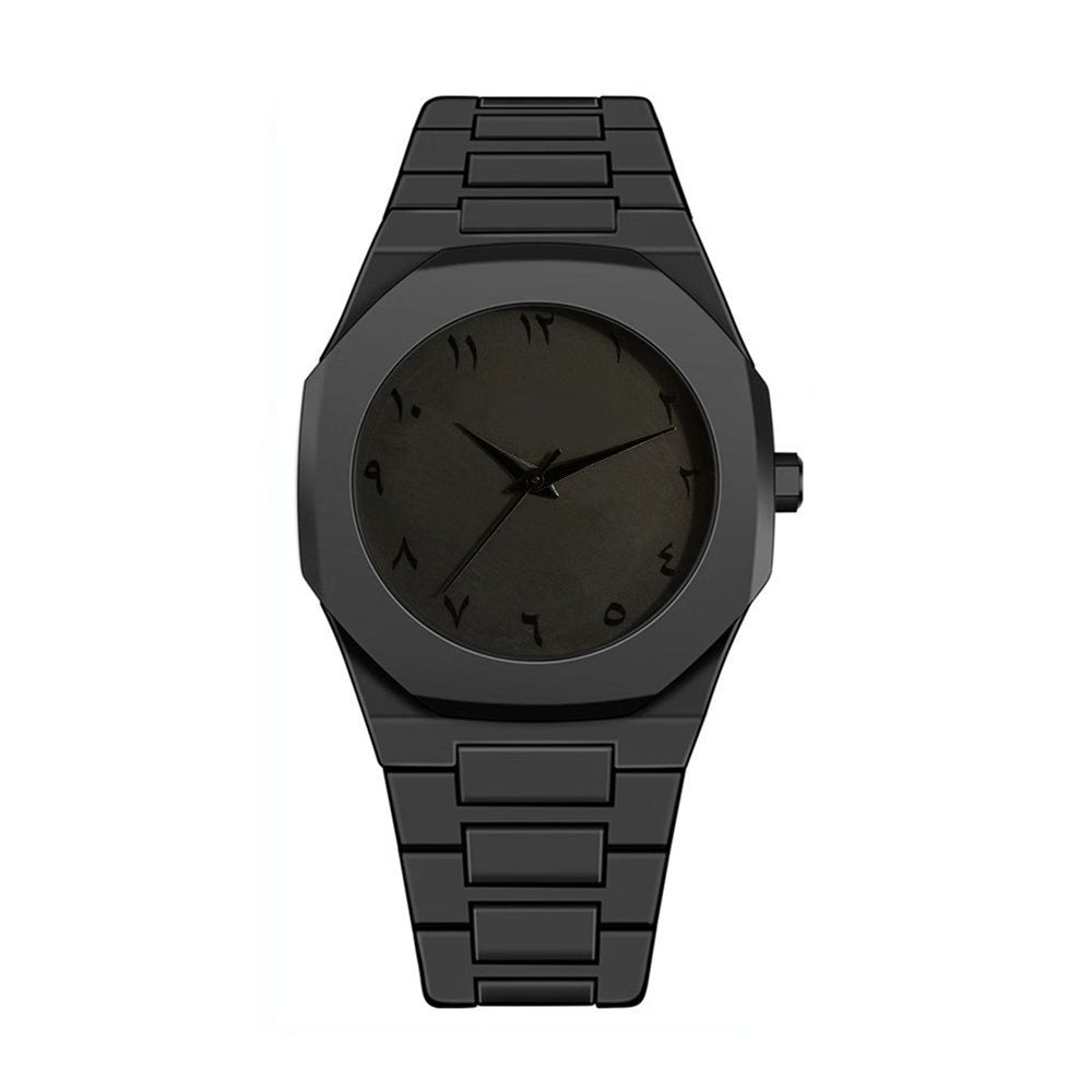 ساعة أوبسيديان إكليبس بأرقام عربية – فخامة سوداء بتصميم ستيلث قابلة للتعديل