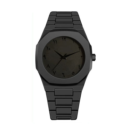 ساعة أوبسيديان إكليبس بأرقام عربية – فخامة سوداء بتصميم ستيلث قابلة للتعديل