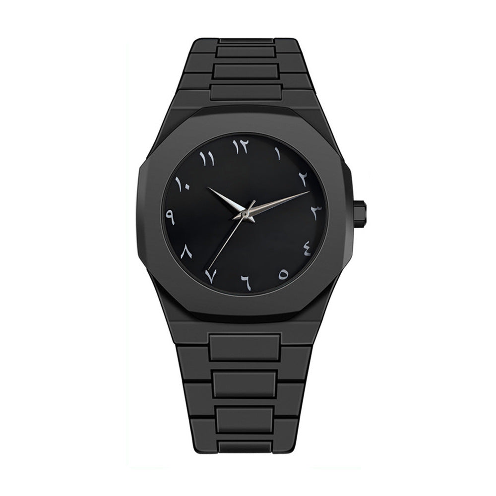 ساعة أوبسيديان إكليبس بأرقام عربية – فخامة سوداء بتصميم ستيلث قابلة للتعديل