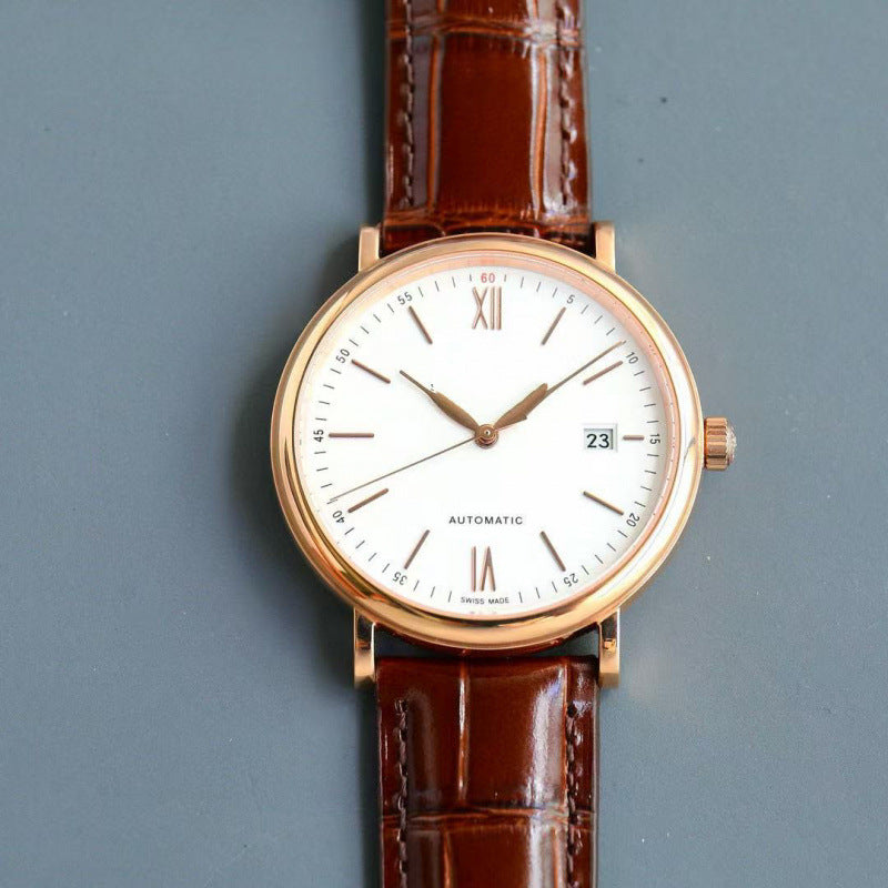 ساعة رجالية فخمة أوتوماتيك بثلاثة عقارب وحزام عالي الجودة – ستايل أعمال