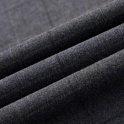 3-piece plaid gray suit fabric