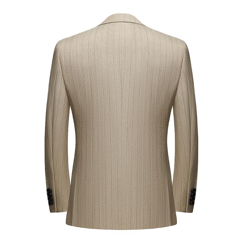 3-Piece Stripe Beige Suit back