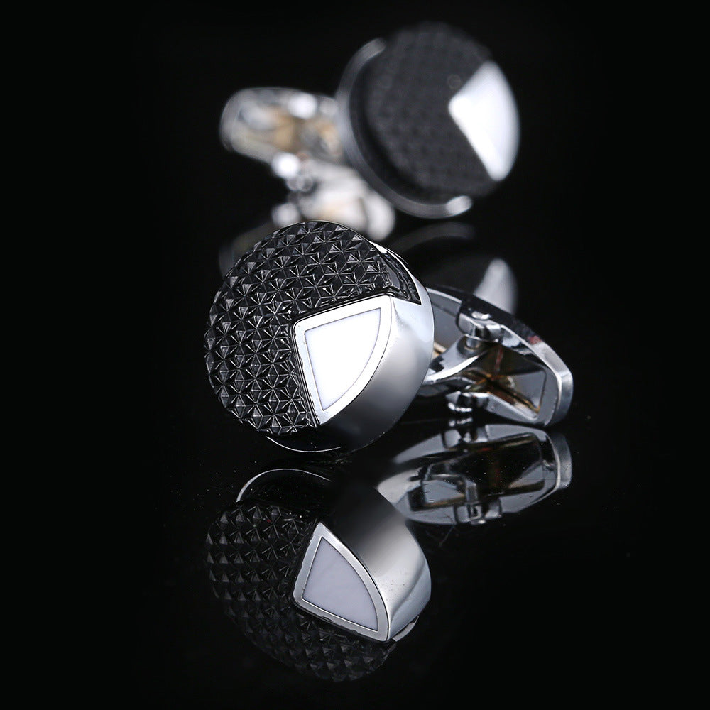 Metal Brass French Black Pattern Cufflinks - www.tuxedoaction.com