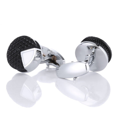 Metal Brass French Black Pattern Cufflinks - www.tuxedoaction.com