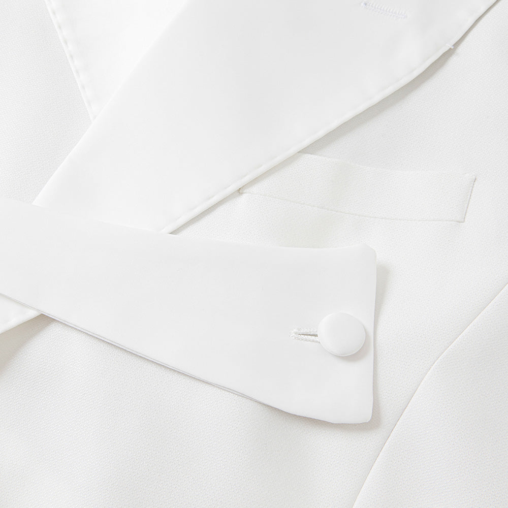 white wedding dress suit details - 2