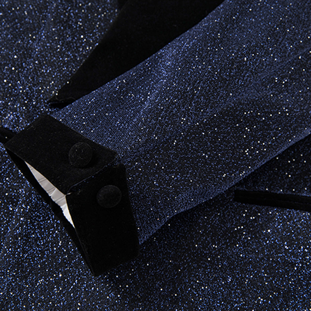 Starry Navy Blue Smoking Suit - 2