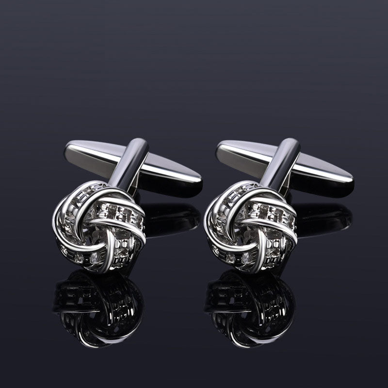 Diamond-set Metal Knotted Cufflinks - www.tuxedoaction.com