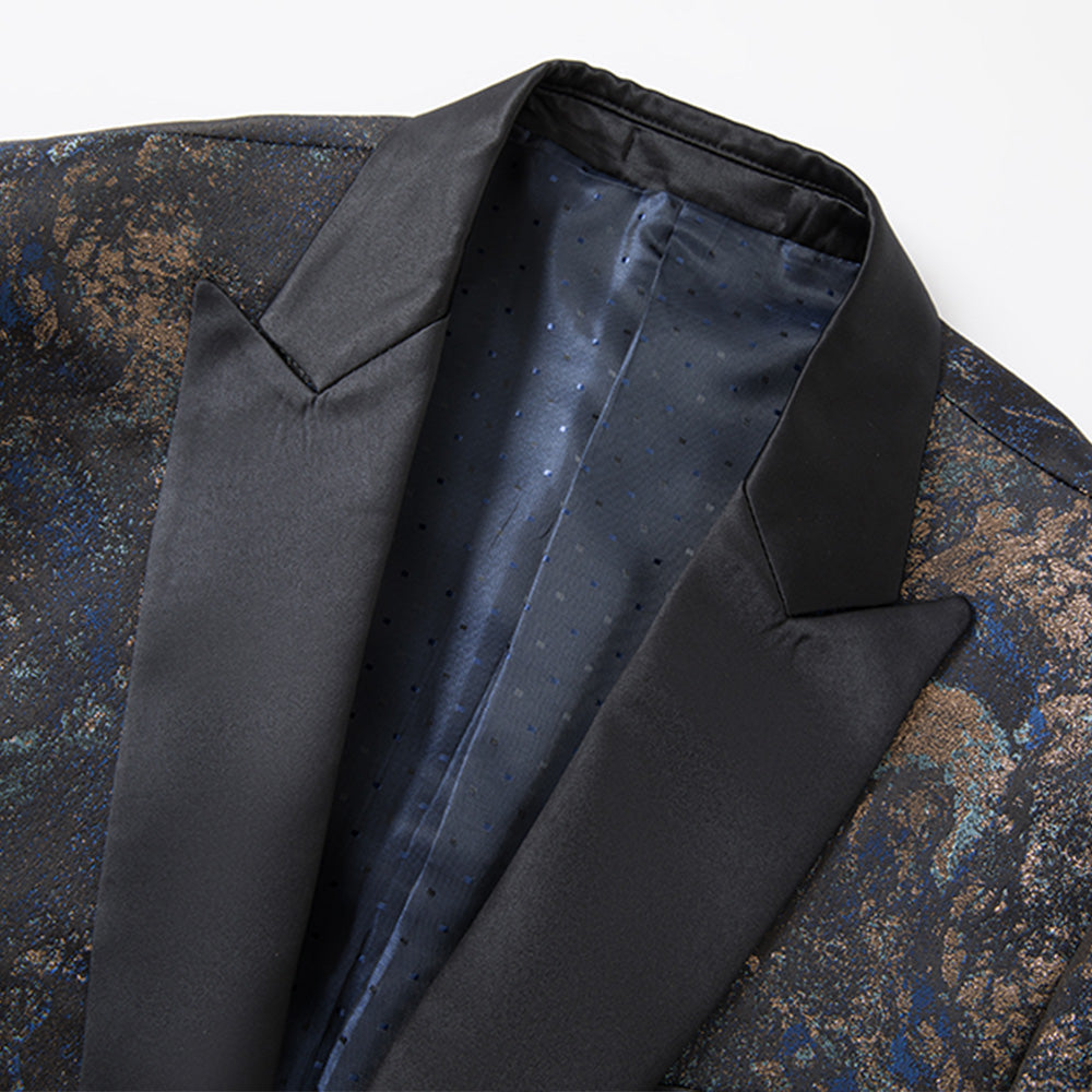 gold galaxy blue suit details