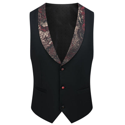 gold galaxy burgundy suit vest