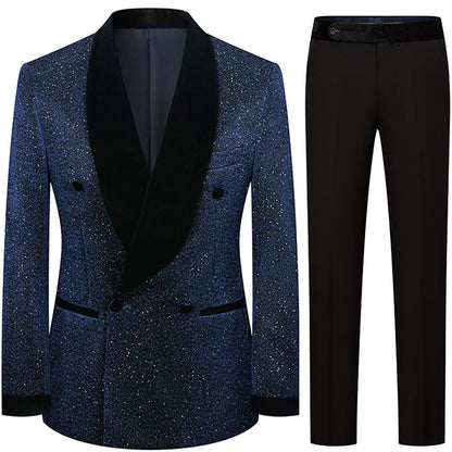 Starry Navy Blue Smoking Suit