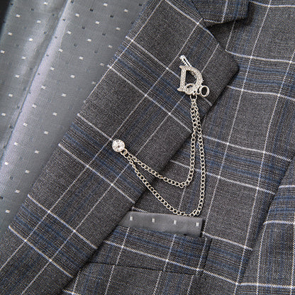 Plaid Grey Suit details -1