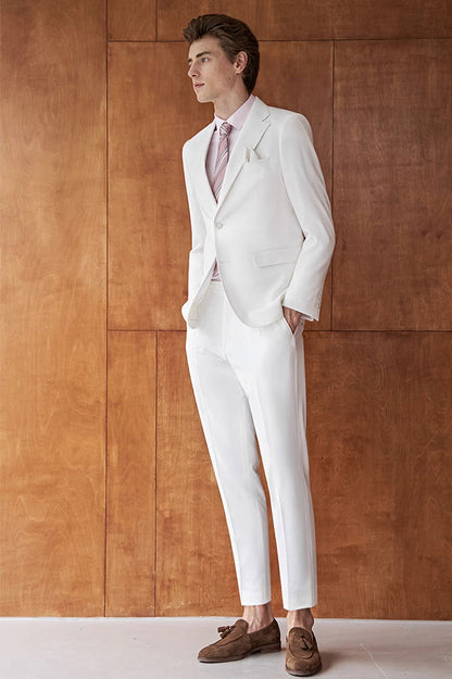 all white tuxedo wedding