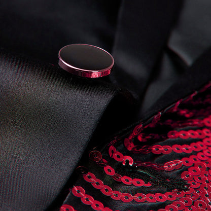 red sequin black suit details - 2