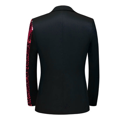 red sequin black suit back