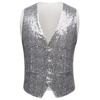 Men's Sequin Fashion Vest Sliver - www.tuxedoaction.com