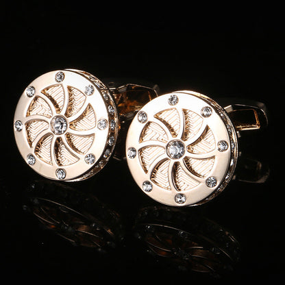 Wheel-shaped Diamond Rose Gold Cufflinks for Men - www.tuxedoaction.com