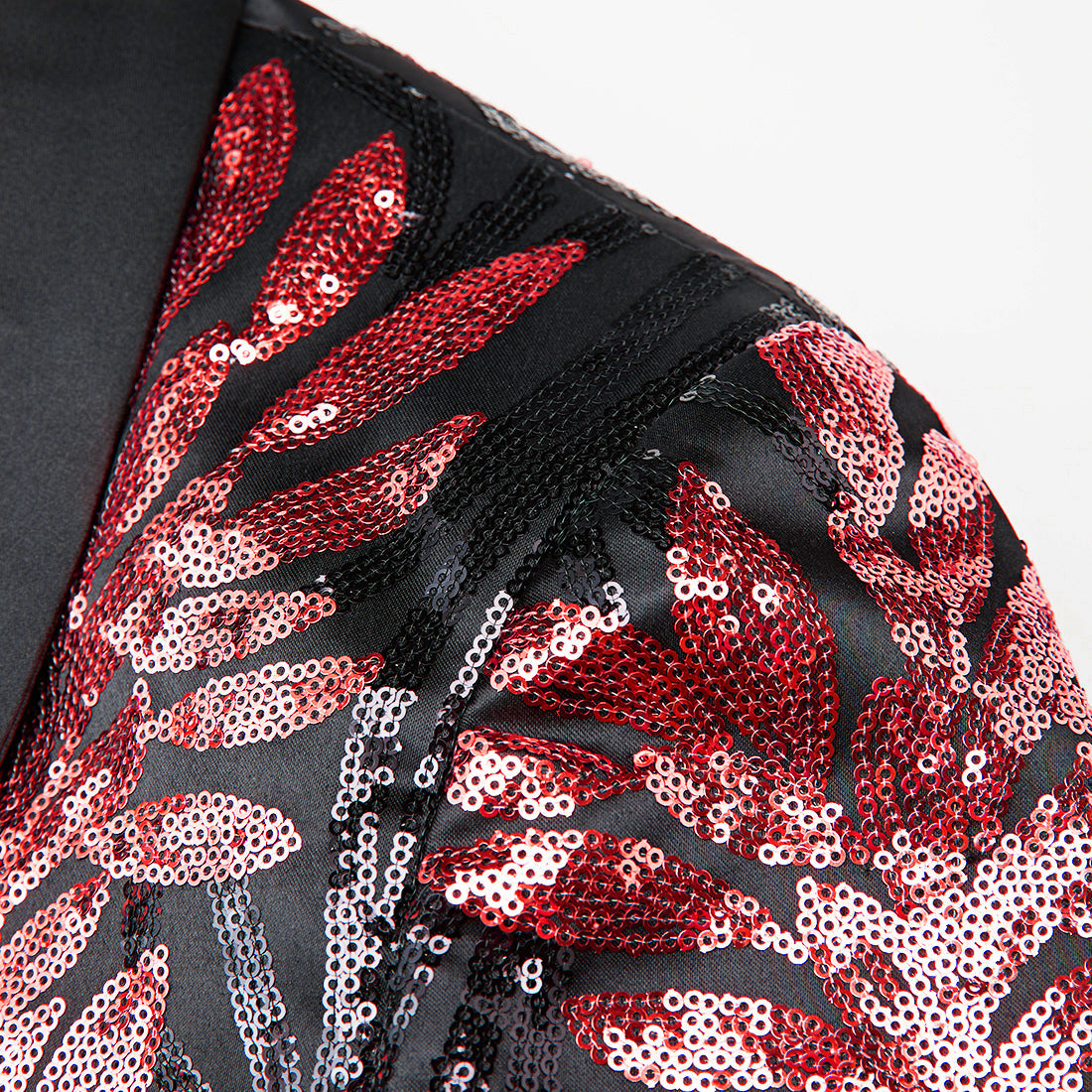 red sequin laurel black tuxedo - 3