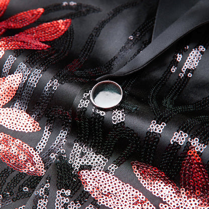 red sequin laurel black tuxedo - 5