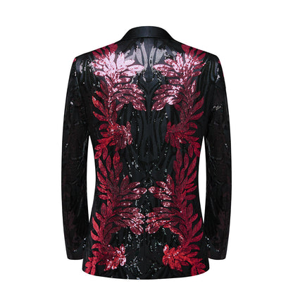 red sequin laurel black tuxedo - 1