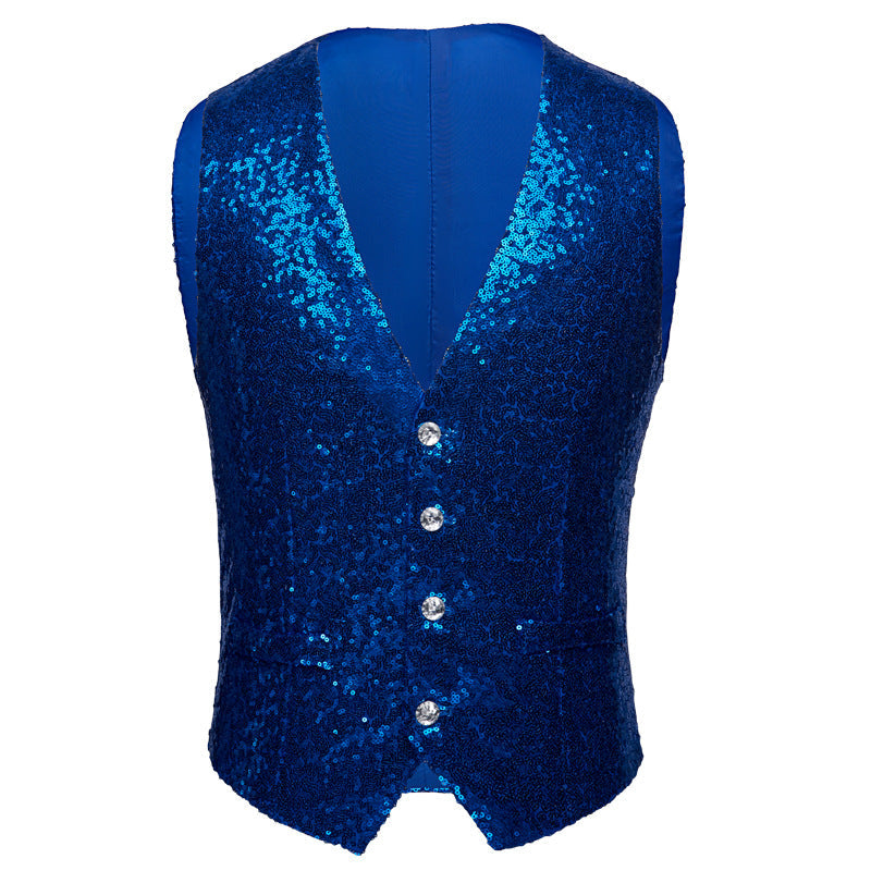 Men's Sequin Fashion Vest Blue - www.tuxedoaction.com