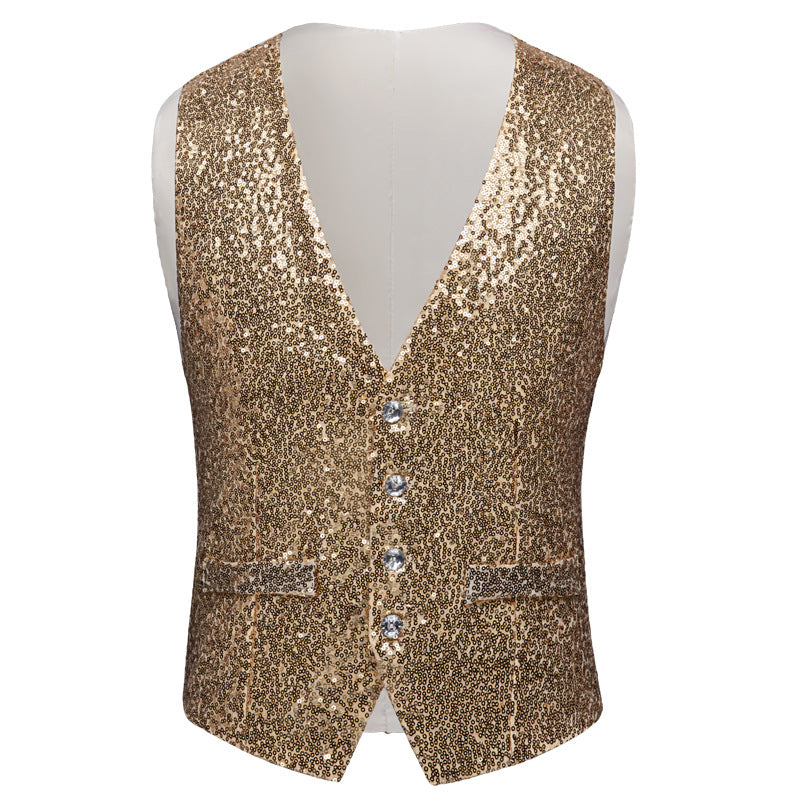 Men's Sequin Fashion Vest Gold - www.tuxedoaction.com