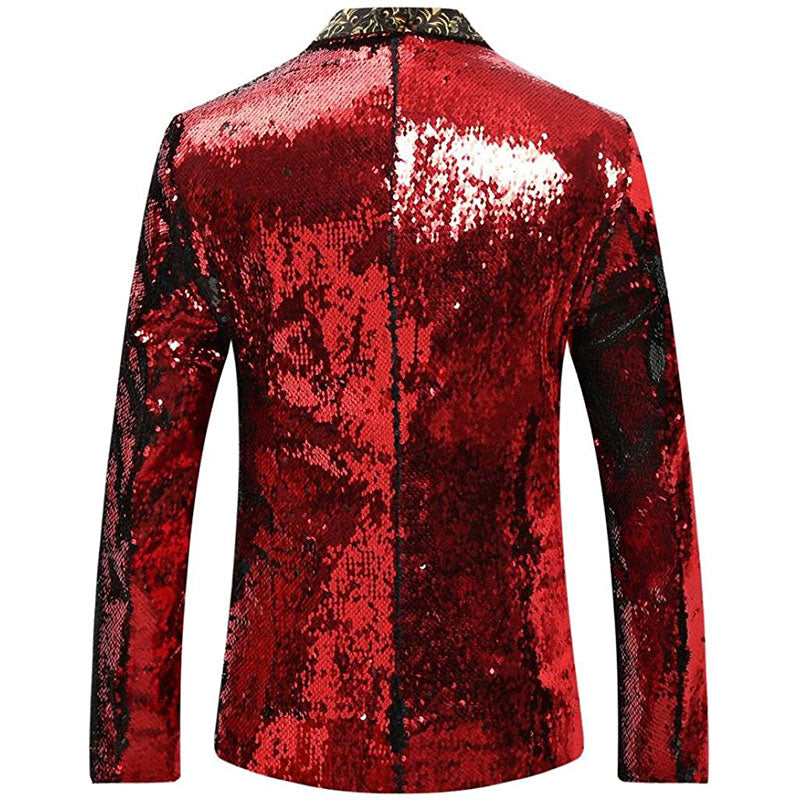 Red sequin tuxedo back