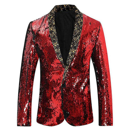 Red sequin tuxedo