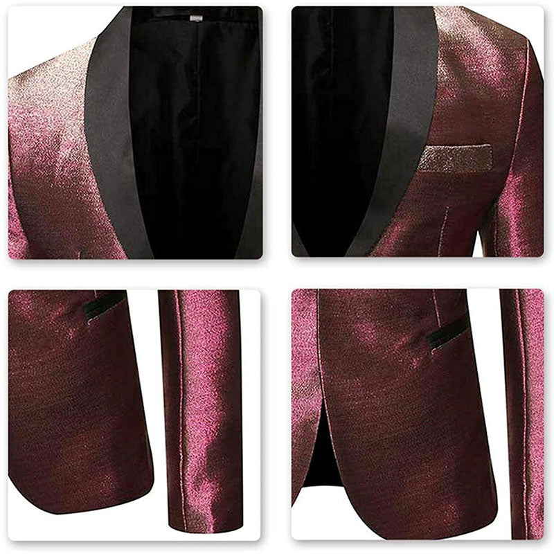 red flashy suits details