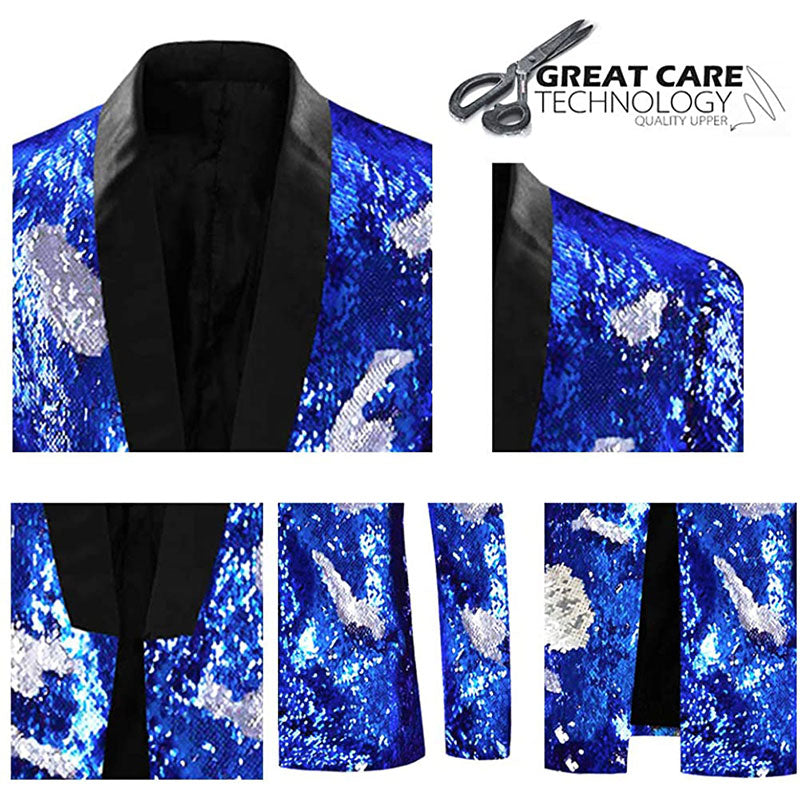 Blue Sequin Tuxedo details