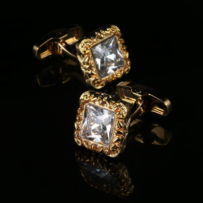 Luxury Large Zirconia French Cufflinks - www.tuxedoaction.com