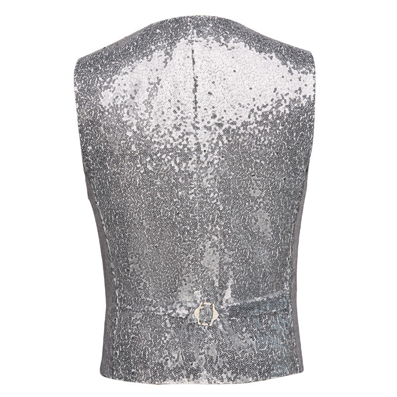 Men's Sequin Fashion Vest Sliver - www.tuxedoaction.com