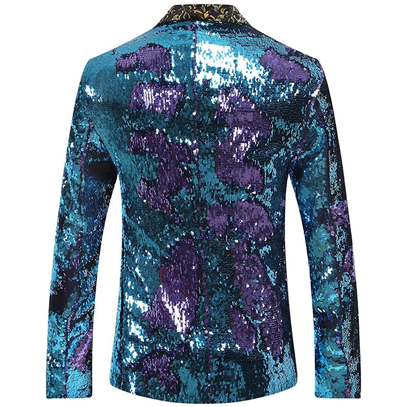Teal sequin tuxedo back - 2