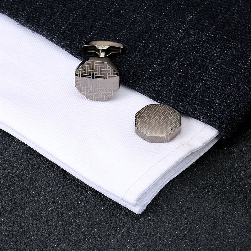 Laser Pattern Men's Business Cufflinks - www.tuxedoaction.com