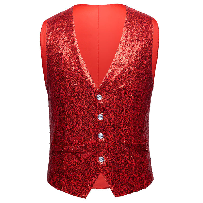 Men's Sequin Fashion Vest Red - www.tuxedoaction.com