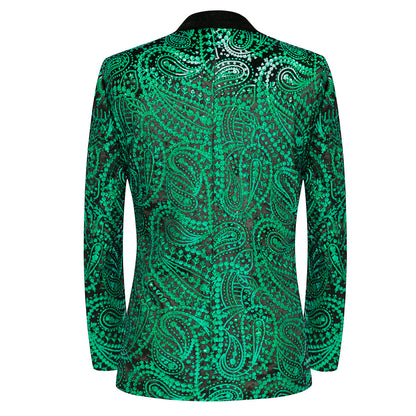 Green Paisley Black Suit back