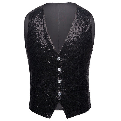 Men's Sequin Fashion Vest Black - www.tuxedoaction.com