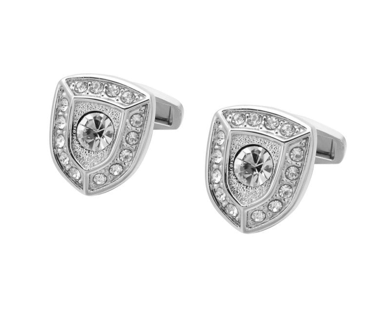 Gold Shield with Diamond Cufflinks - www.tuxedoaction.com