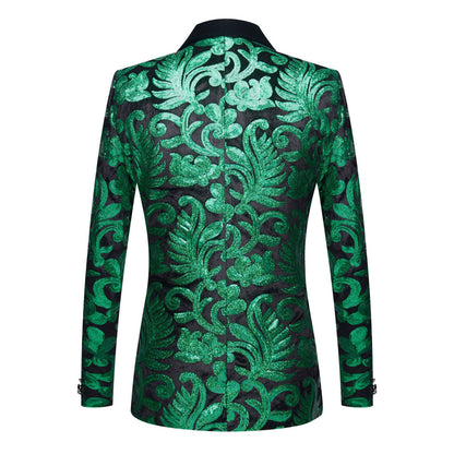 green sequin tuxedo back