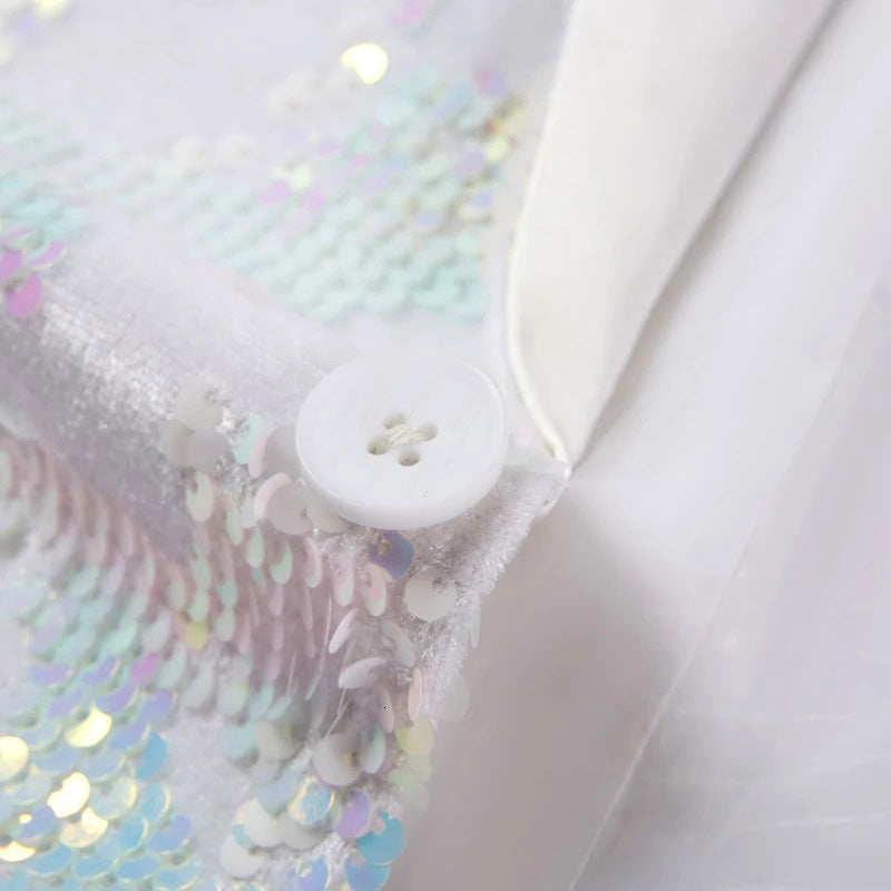 White Sequin Jacket details -3