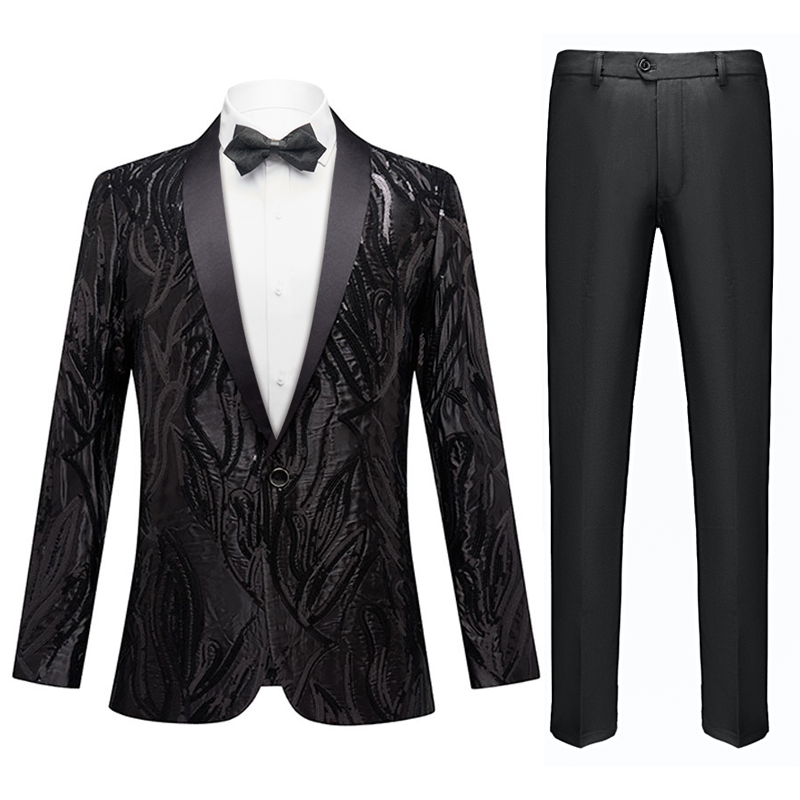  Sequin Embroidery Black Tuxedo details - 4