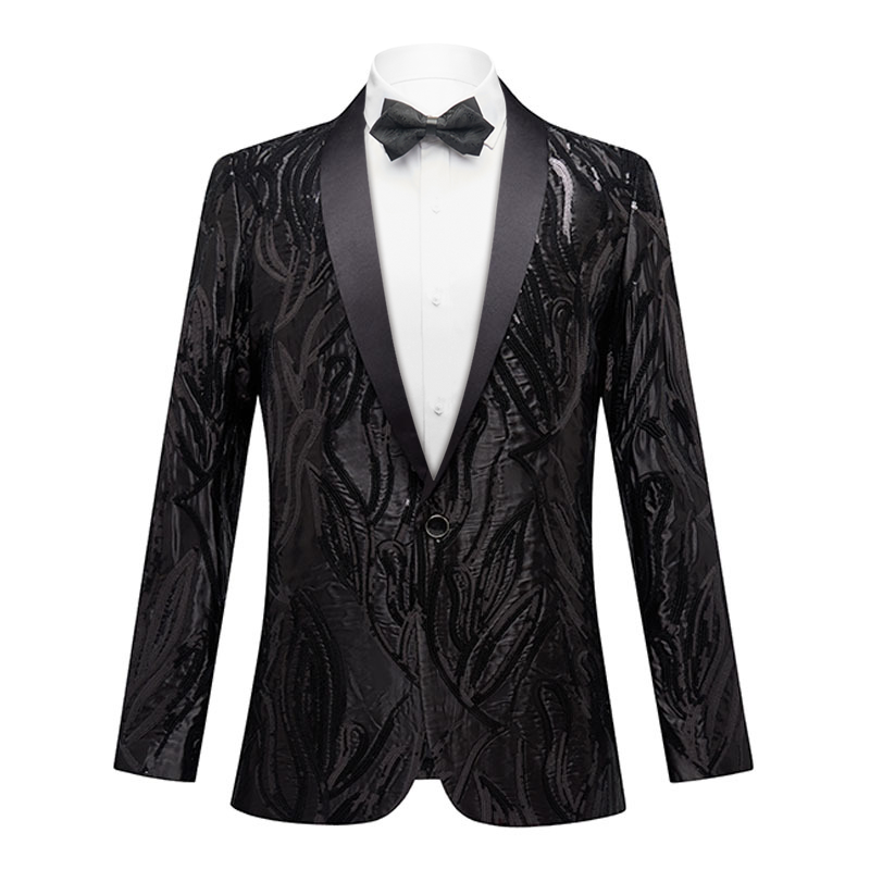  Sequin Embroidery Black Tuxedo