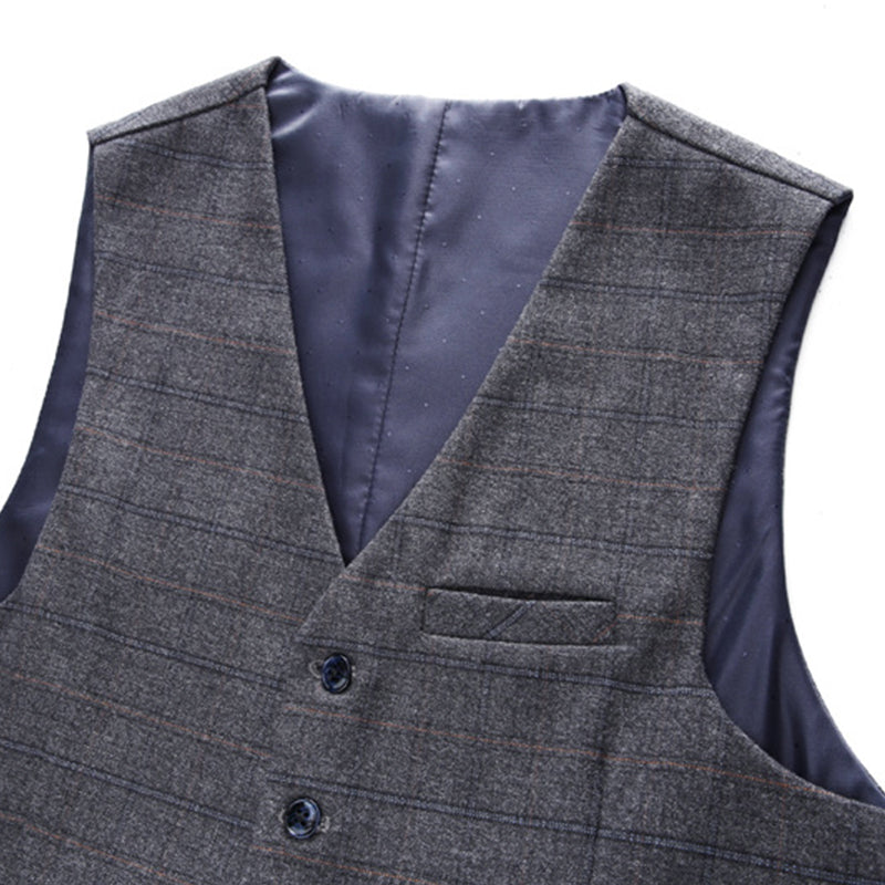 Square Grid grey tuxedo vest