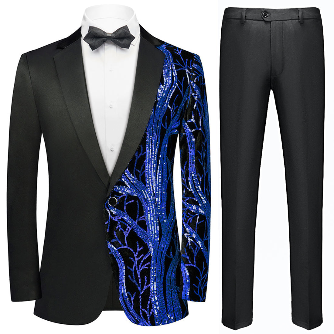 Blue Shimmering Branches Black Tuxedo