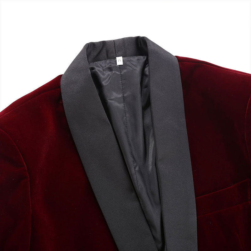 burgundy velvet tuxedo details